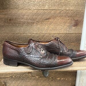 Salvatore Ferragamo Men’s Woven Leather Oxfords Size 9D